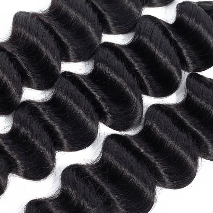 Brazilian Loose Deep Wave Hair 3 Bundles 12A Unprocessed Virgin Human Hair Weave Natural Black Color Hermosa Hair