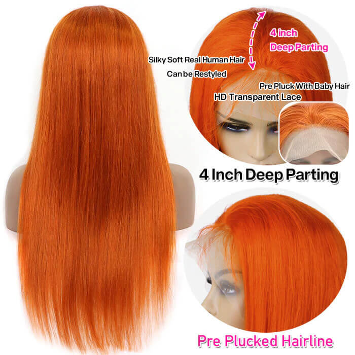 Ginger Lace Front Wisg Straight & Body Wave 13*4 HD Lace Frontal Human Hair Wigs For Women