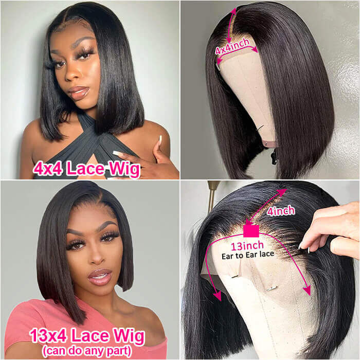 Affordable Straight Bob Wigs Human Hair Pre Plucked Glueless Lace Front Wigs