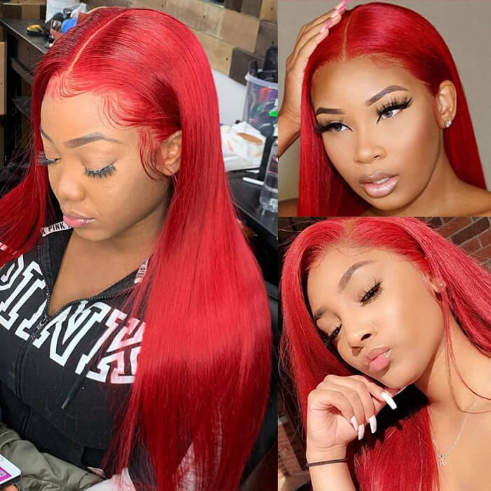 Red Lace Front Wigs Straight & Body Wave 13*4 HD Lace Frontal Human Hair Wigs For Women
