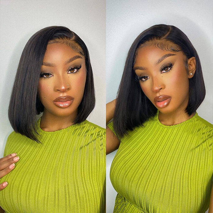 Affordable Straight Bob Wigs Human Hair Pre Plucked Glueless Lace Front Wigs