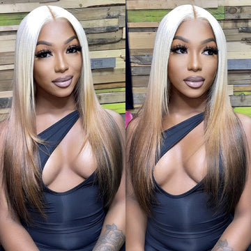 Ombre Lace Front Wigs Straight Hair 613 Blonde Brown 13x4 5*5 Lace Front Human Hair Wigs