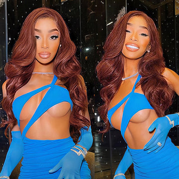 Reddish Brown 5x5/13x4 HD Lace Wigs #33 Auburn Colored Deep Wave Lace Front Human Hair Wigs For Women