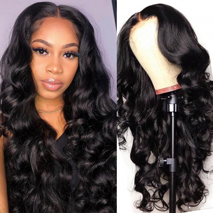 Bouncy Body Wave 100% Human Hair Wigs Pre Plucked 4x4 HD Lace Closure Wigs and 13x5x1 T part Lace Wigs