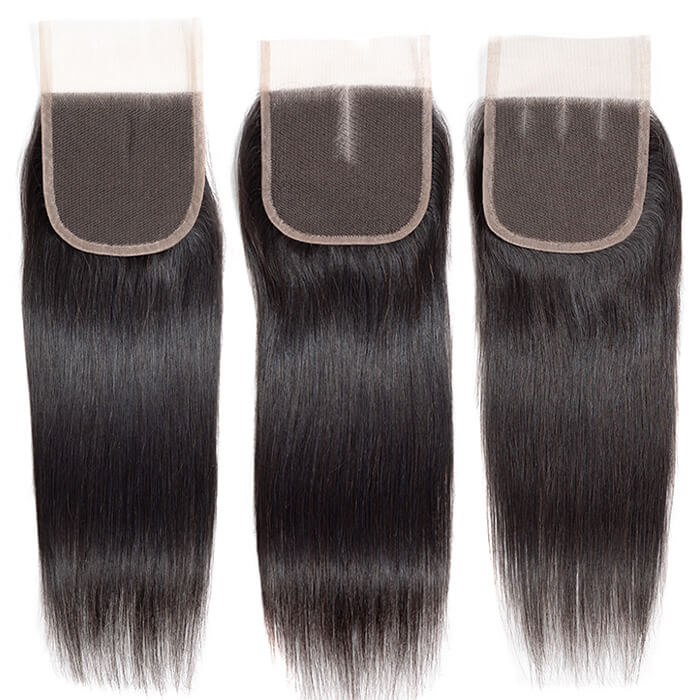 Peruvian Straight Hair 3 Bundles with 4*4 Closure Soft Unprocessed Virgin Human Hair