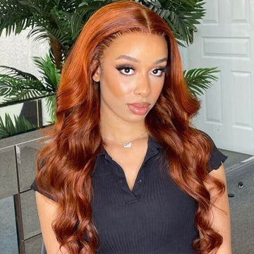 Ginger Color 13x4 HD Lace Front Wigs Body Wave Colored Human Hair Wigs Pre Plucked Hairline