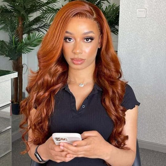 Ginger Color 13x4 HD Lace Front Wigs Body Wave Colored Human Hair Wigs Pre Plucked Hairline