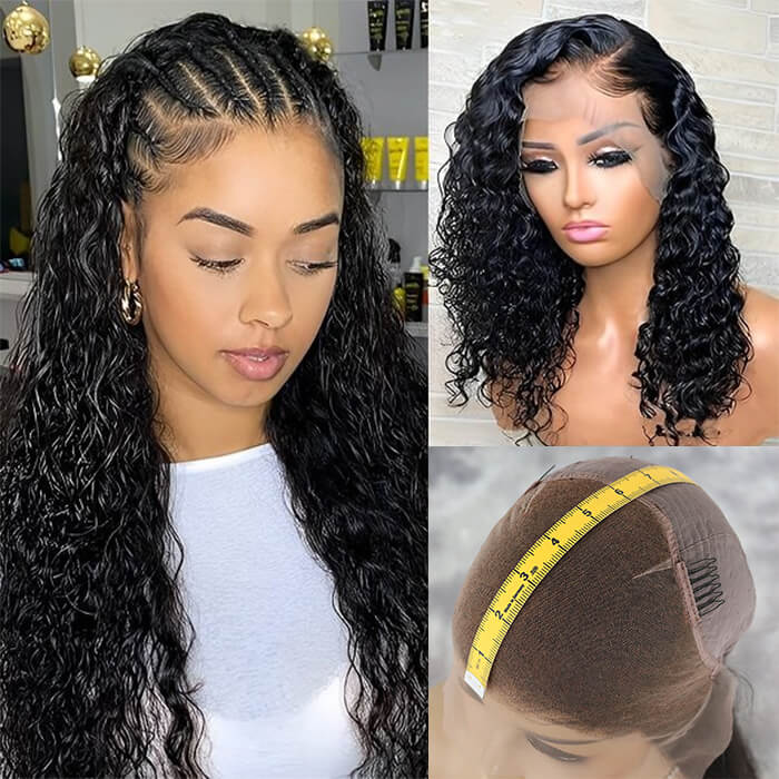 13x6 Full Lace Wigs Water Wave HD Transparent Lace Frontal Human Hair Wigs Pre Plucked Hairline