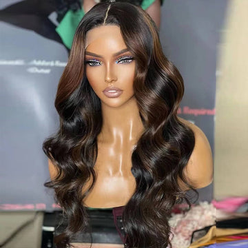 P1B/4 Brown Highlight Piano Color Body Wave Wigs 13x4 HD Lace Frontal Wigs Pre Plucked