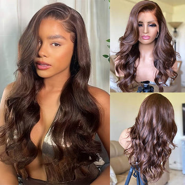 #4 Chocolate Brown 13x4 HD Lace Front Wigs Human Hair Wigs For Women Pre Plucked