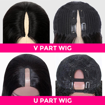 Hot Highlight Balayage Straight V/U Part Wigs No Leave Out Glueless Human Hair Wigs Beginner Friendly