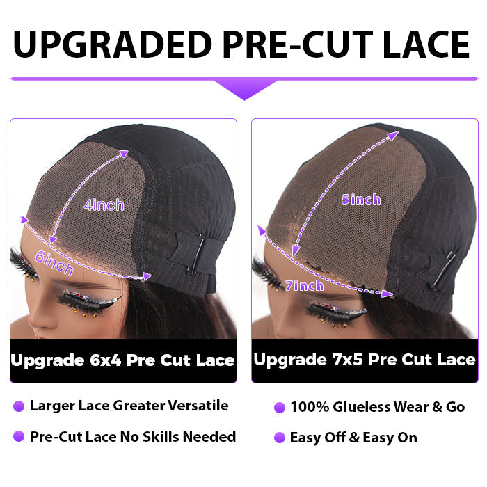 Upgrade Pre Cut 7x5 Lace Wear & Go Glueless HD Lace Deep Wave Human Hair Wigs