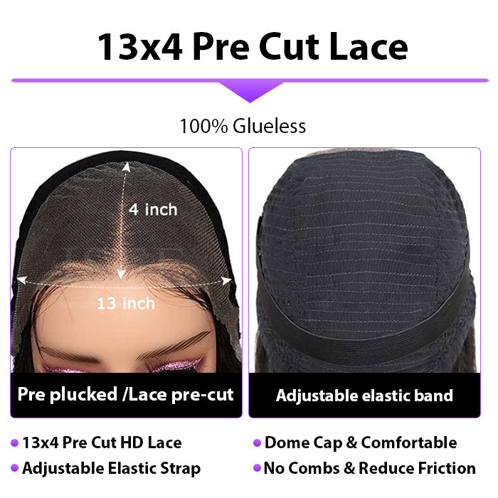 Glueless Wear And Go Wigs Body Wave 13x4 Pre Cut Lace Front Wigs 180% Density Brazilian Virgin Hair