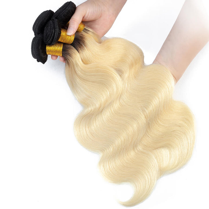 T1b/613 Ombre Blonde Human Hair Weave Brazilian Body Wave 3 Bundles