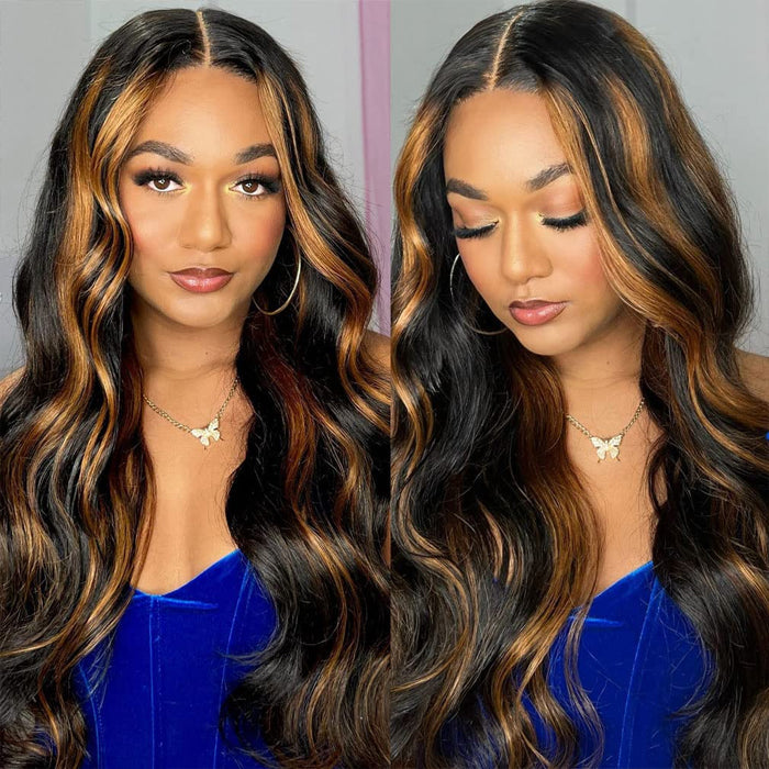 Glueless Wear & Go Wigs Upgrade 8*5 Pre Cut HD Lace Closure Wigs #P1B/30 Balayage Highlight Color