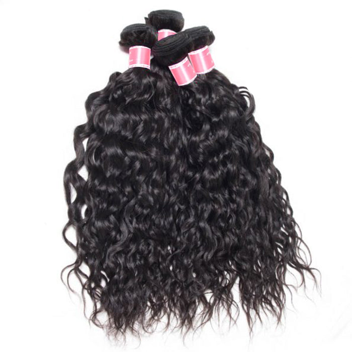 Malaysian Water Wave 4 Bundles With 4x4 Lace Closure Human Hair Closure With Bundle Deals