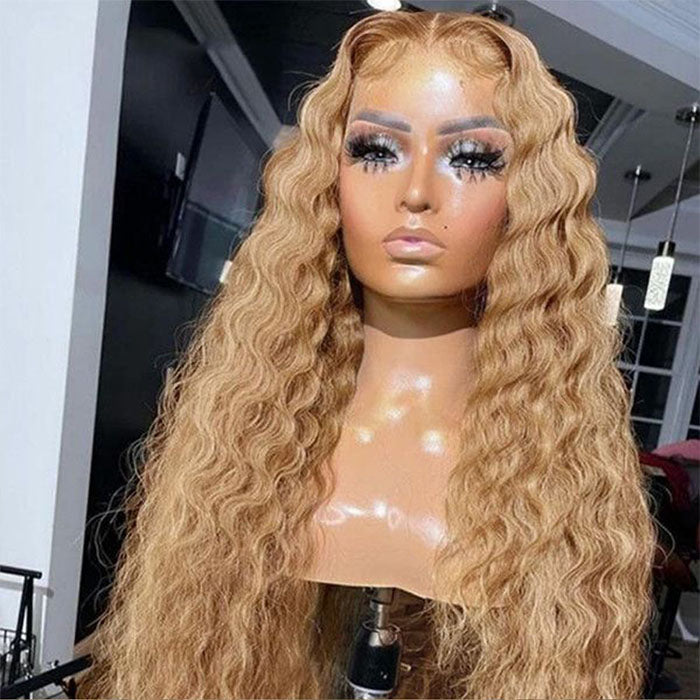 #27 Loose Deep Wave Honey Blonde Lace Front Wigs Brazilian 13×4 13x6 Frontal HD Lace Wigs