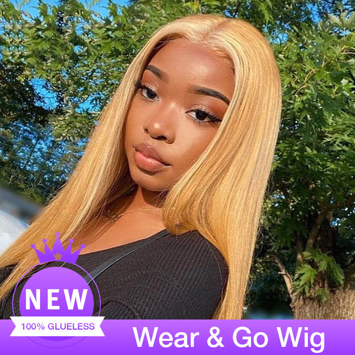 #27 Honey Blonde Straight/Body Wave Upgrade 8x5 Pre Cut HD Lace Wear & Go Glueless Human Hair Wigs