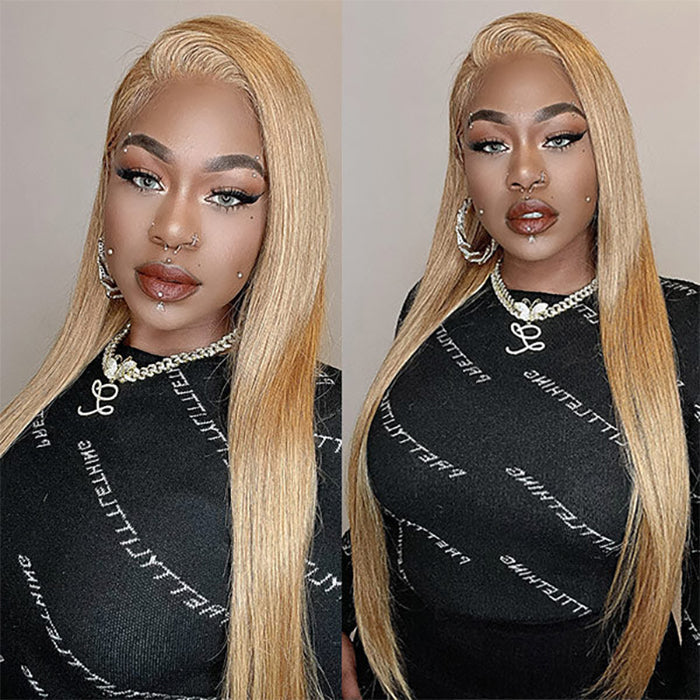 #27 Honey Blonde Straight/Body Wave Upgrade 8x5 Pre Cut HD Lace Wear & Go Glueless Human Hair Wigs