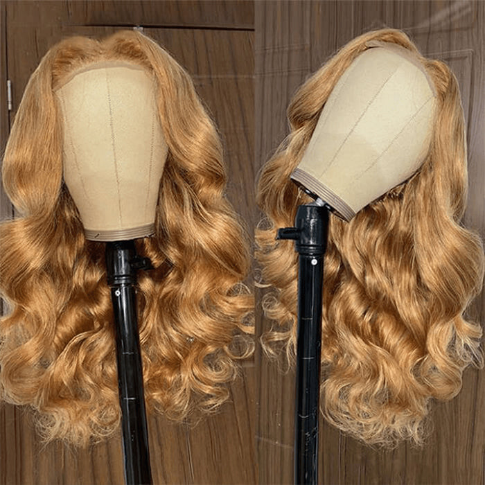 #27 Honey Blonde Straight/Body Wave Upgrade 8x5 Pre Cut HD Lace Wear & Go Glueless Human Hair Wigs