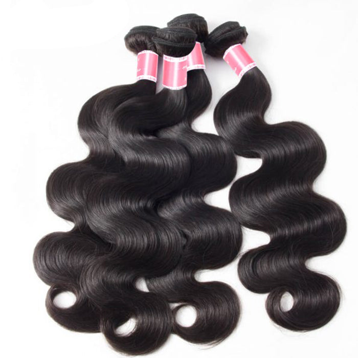 Malaysian Body Wave 4 Bundles With 13X4 Ear To Ear Lace Frontal Natural Color