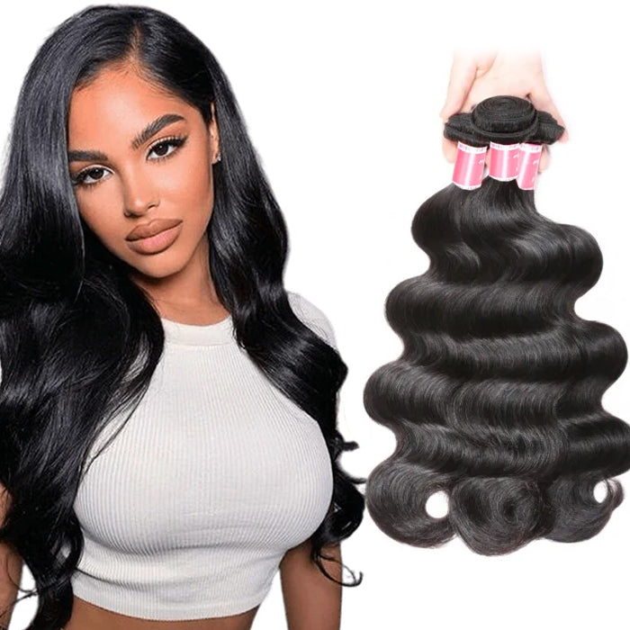 Malaysian Body Wave 3/4 Bundle Deals Unprocessed Virgin Human Hair Bundles Natural Black Color