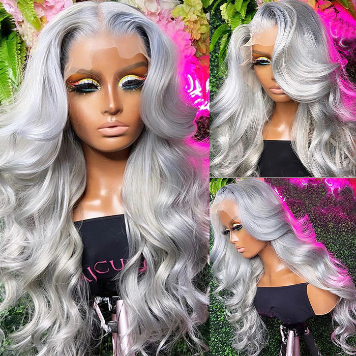 Grey Human Hair Wigs 13x4 HD Lace Frontal Wigs Colored Human Hair Wigs For Women