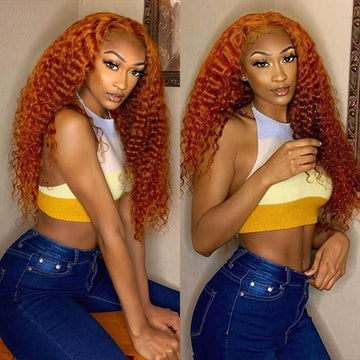 Orange Ginger 13X6 HD Lace Front Human Hair Wigs With Baby Hair Lace Wigs for Women