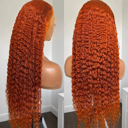 Ginger Curly Wigs 13x4 HD Lace Front Wigs Colored Human Hair Lace Front Wigs With Pre Plucked