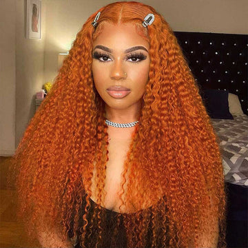 Ginger Curly Wigs 13x4 HD Lace Front Wigs Colored Human Hair Lace Front Wigs With Pre Plucked