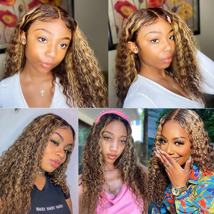 Highlight Deep Wave Frontal Wigs 13*4 13*6 Glueless HD Lace Wigs with Pre Plucked Hairline