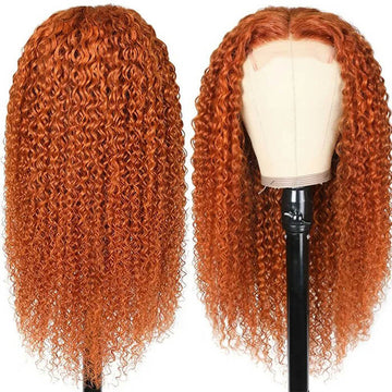 Ginger Curly Wigs 13x4 HD Lace Front Wigs Colored Human Hair Lace Front Wigs With Pre Plucked