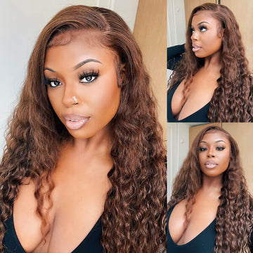 #4 Chocolate Brown Wigs 13x6 HD Transparent Lace Frontal Wigs Pre-Colored Human Hair Wigs