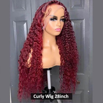 13x6 HD Lace Front Wigs Human Hair Wigs 99J Red Burgundy Pre-Plucked Remy Human Hair Deep Part Wigs