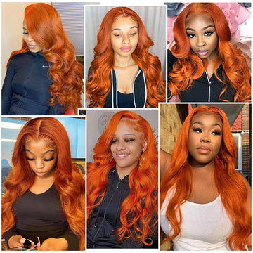 Ginger Color 13x4 HD Lace Front Wigs Body Wave Colored Human Hair Wigs Pre Plucked Hairline