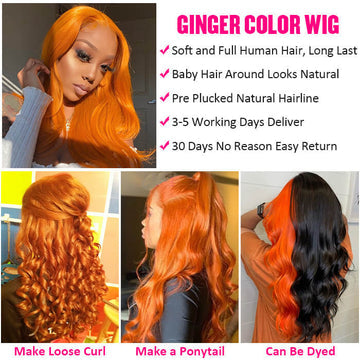 Orange Ginger Wigs 13x4 13x6 HD Lace Front Wigs Straight & Body Wave Pre-colored Human Hair Wigs