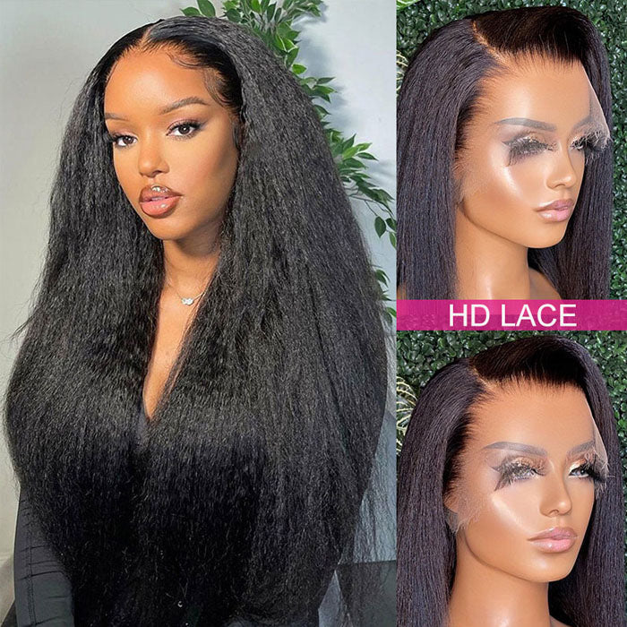 Kinky Straight 4*4/13*6 HD Transparent Skin Melt Lace Front Wigs Human Hair Wigs