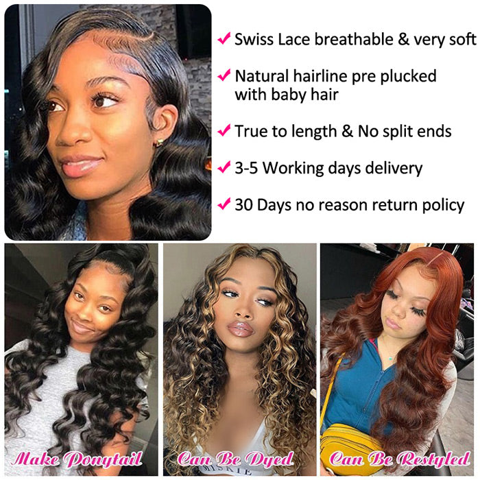 Loose Deep Wave 4x4 HD Lace Closure Crimped Wigs Pre Plucked Human Hair