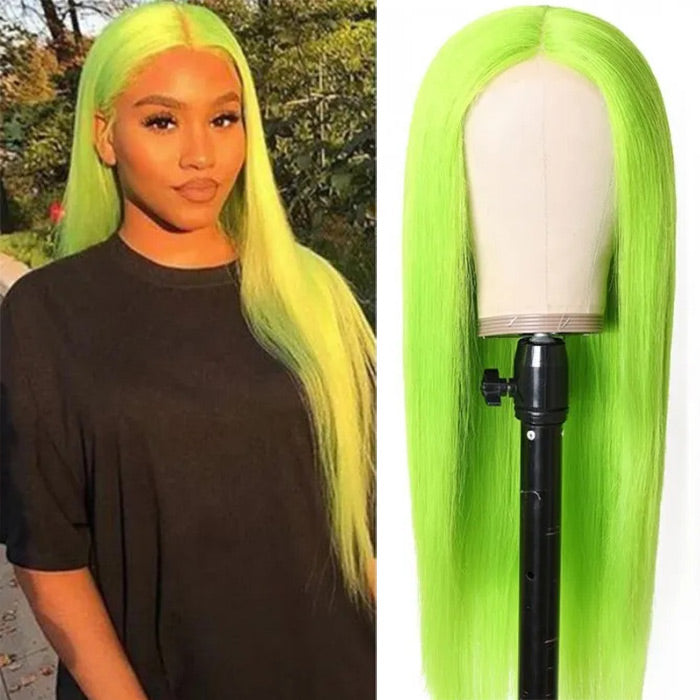 13X4 HD Lace Wigs Long Straight Hair Green Color Wigs for Fashion Women with Natural Hairline