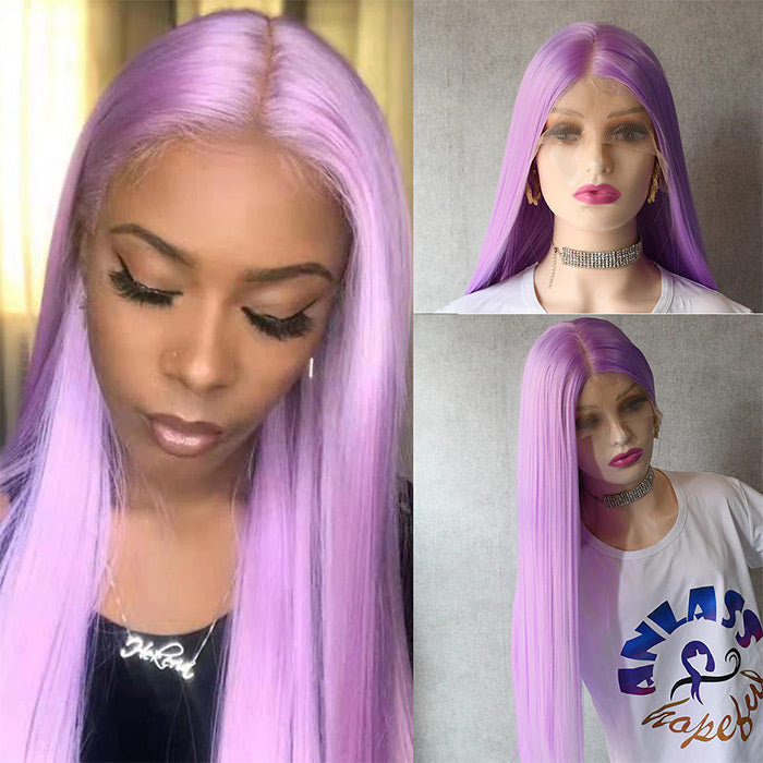 13x4 Purple Color 13x4 HD Lace Front Human Hair Wigs with Baby HairGlueless Lace wigs