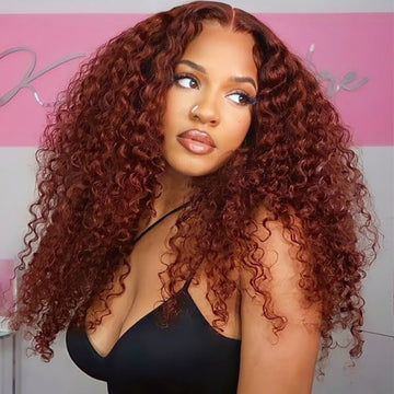 Reddish Brown 5x5/13x4 HD Lace Wigs #33 Auburn Colored Deep Wave Lace Front Human Hair Wigs For Women