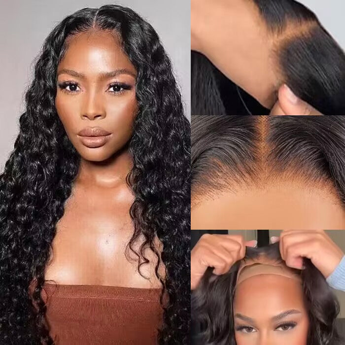 Upgrade 8x5 HD Pre Cut Lace Glueless Water Wave Lace Closure Wigs Human Hair Wear & Go