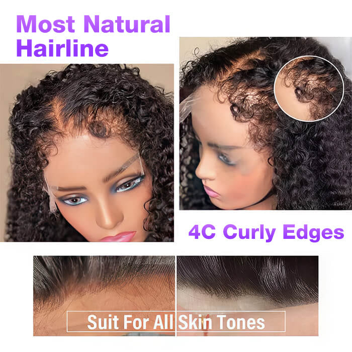 4C Edges Hairline Wigs Deep Wave 5x5/13x4 HD Lace Front Wigs Human Hair With Curly Baby Hair Realistic Hairline