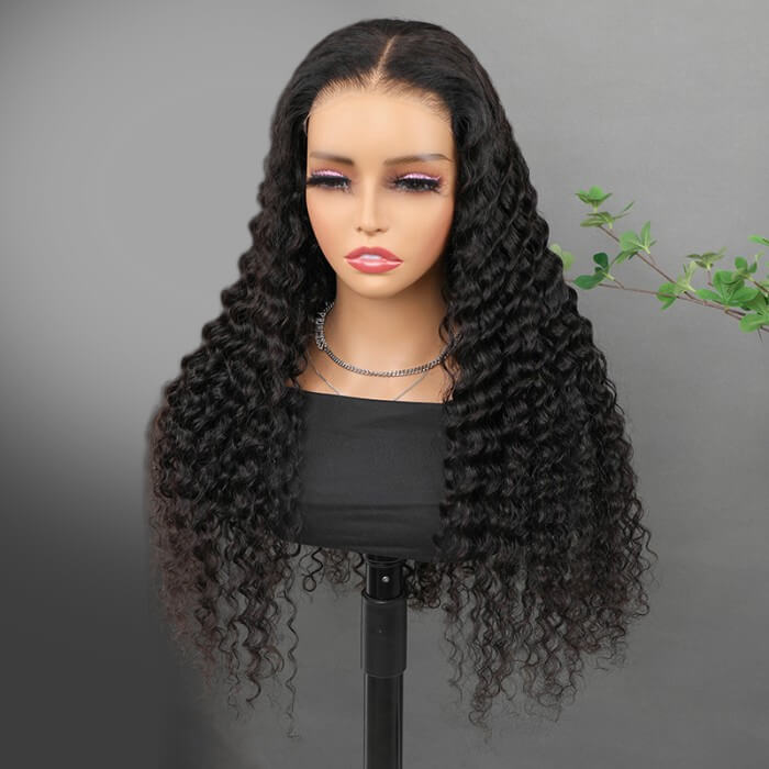 Glueless Wear And Go Wigs Deep Wave Upgrade 8x5 HD Lace Closure Wigs With Pre Cut Lace Hairline