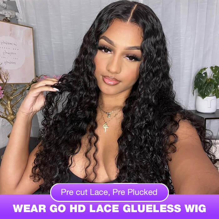 Water Wave Pre Cut 4x4/5x5 HD Lace Closure Wigs Human Hair Wear & Go Glueless Wigs