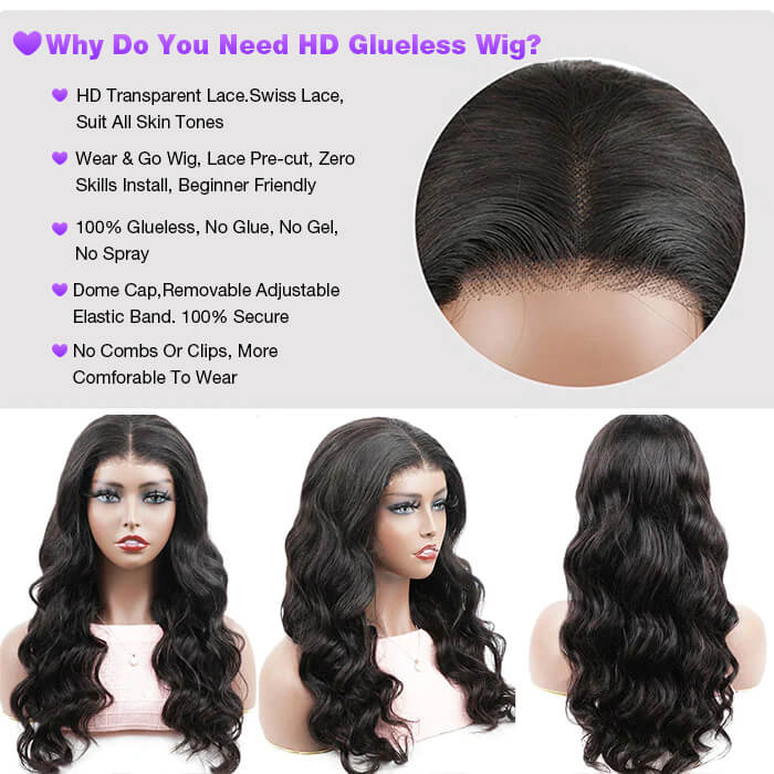 Body Wave 4x4 5x5 Pre Cut HD Lace Closure Wigs Human Hair Wear & Go Glueless Wigs With Breathable Cap-Air Wig