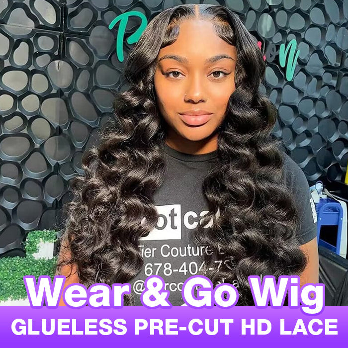 Glueless Wear And Go Wigs Loose Wave Lace Closure Wigs With Pre Cut Lace Hairline