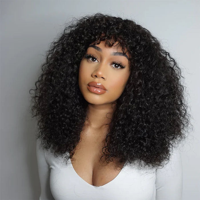 Human Hair Wigs With Bangs Glueless Wigs 2X4 HD Lace Wigs With Bangs