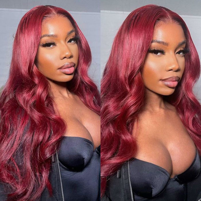 99J Burgundy Wigs Straight/Body Wave 5x5 Pre Cut HD Lace Closure Wigs Pre Plucked Human Hair Wigs Natural Hairline