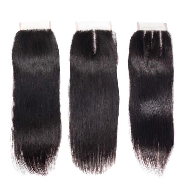 Malaysian Straight Hair 3 Bundles with 4*4 Closure Soft Unprocessed Virgin Human Hair